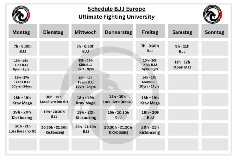 Kampfsport München - Stundenplan
